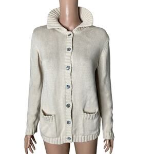 Appleseeds Cardigan Sweater Womens Small Beige Off White
